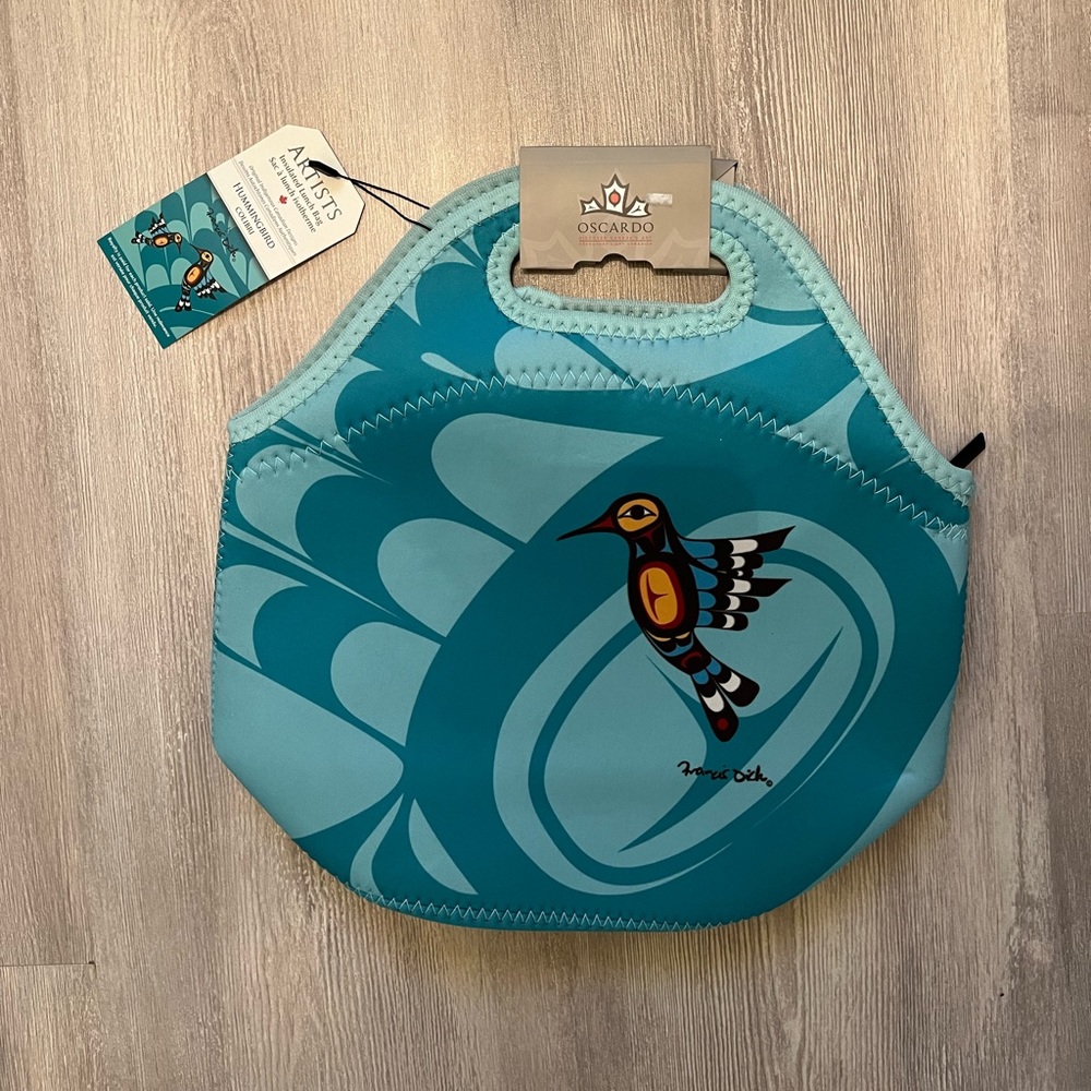 NWT Oscarso- Francis Dick turquoise hummingbird insulated lunch bag